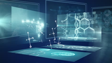 animation of molecules and data processing over digital screens