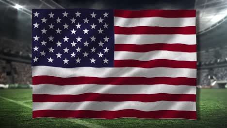 animation of american flag waving over sports stadium