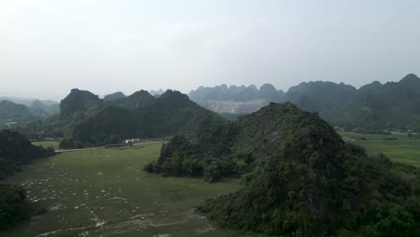 karst mountains and rice paddies in vietnam