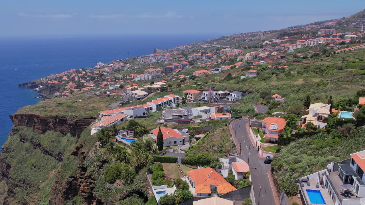Stunning aerial view of coastal homes in Madeira, Portugal