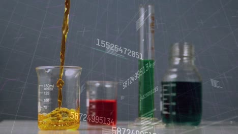 animación del procesamiento de datos sobre vasos