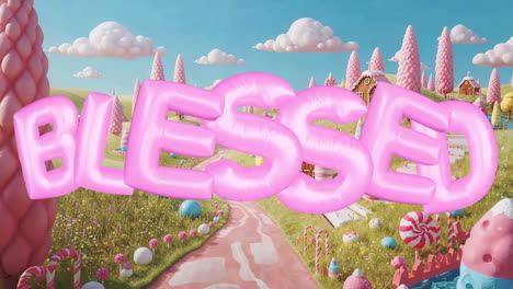 blessed message in a whimsical candy land