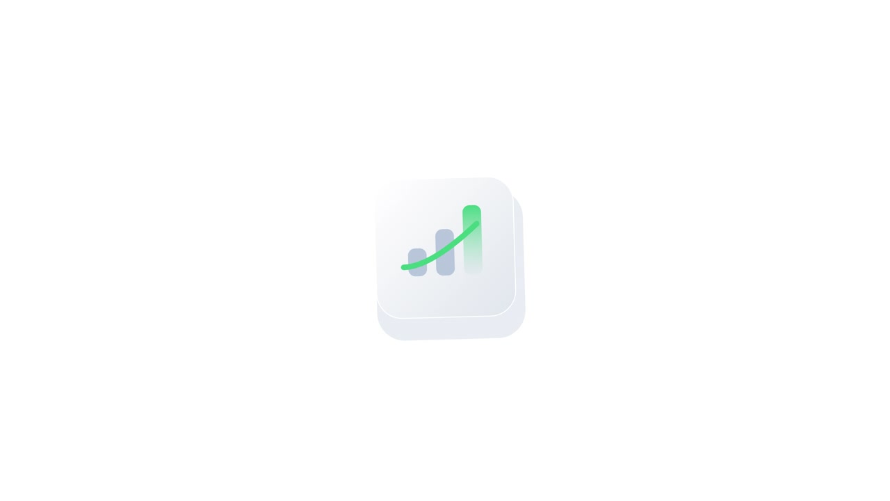 Animated Bar Chart Icon Growing on White Background