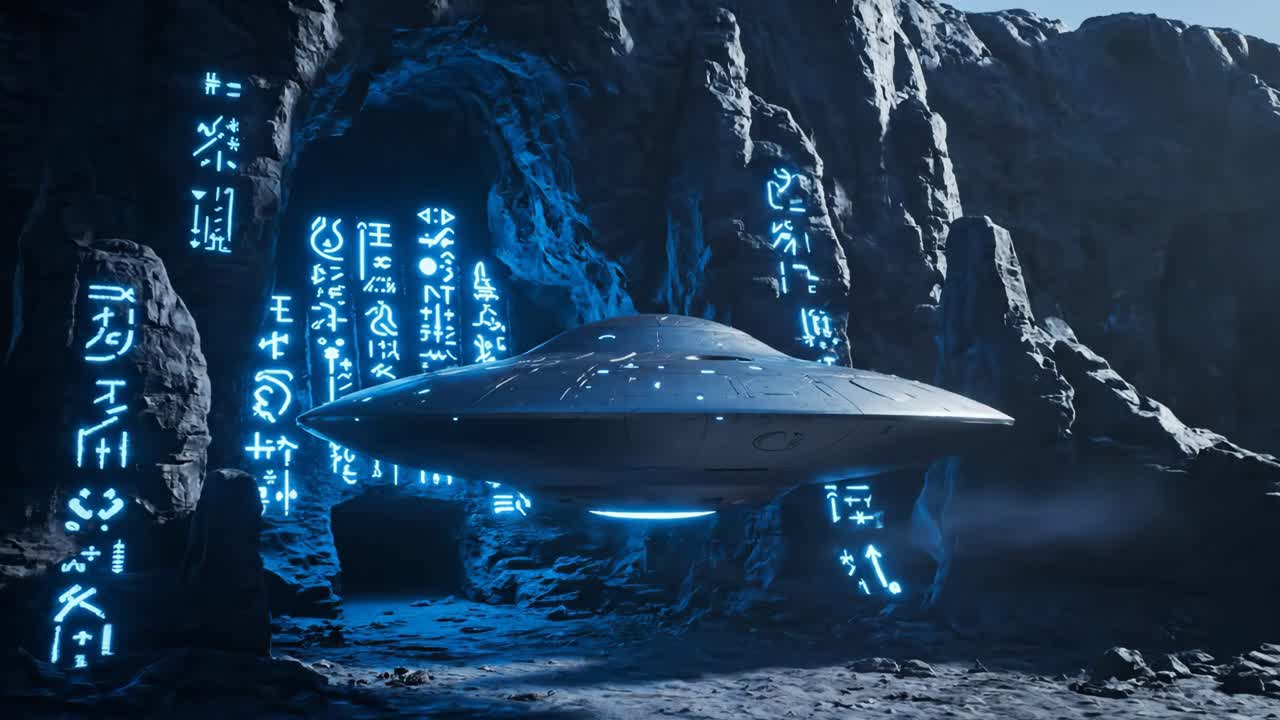 UFO Found in Ancient Cave with Hieroglyphs