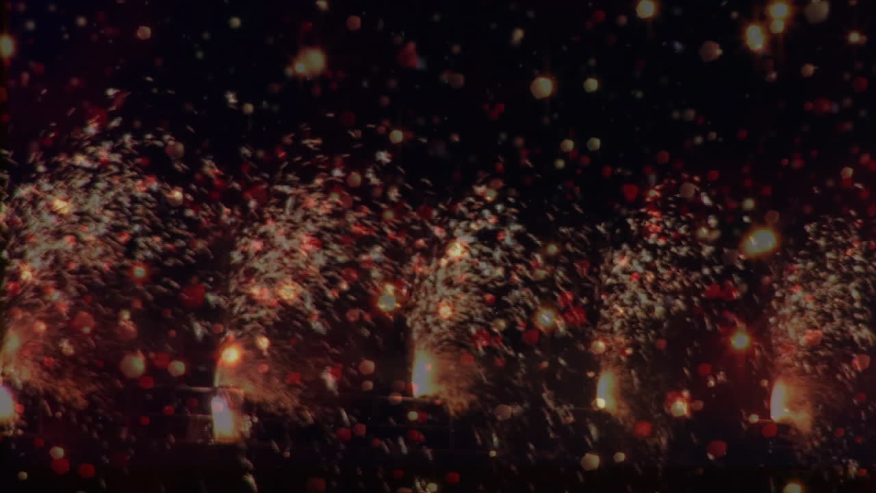 Animation of fireworks on black background