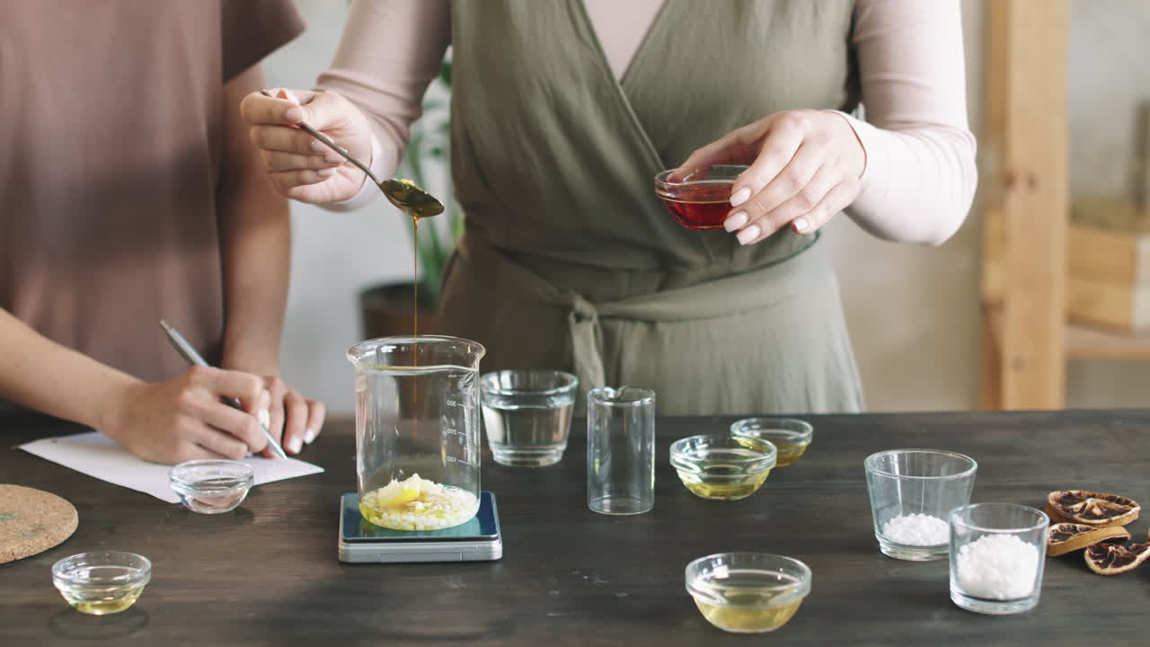 Women Making Face Cream At Home