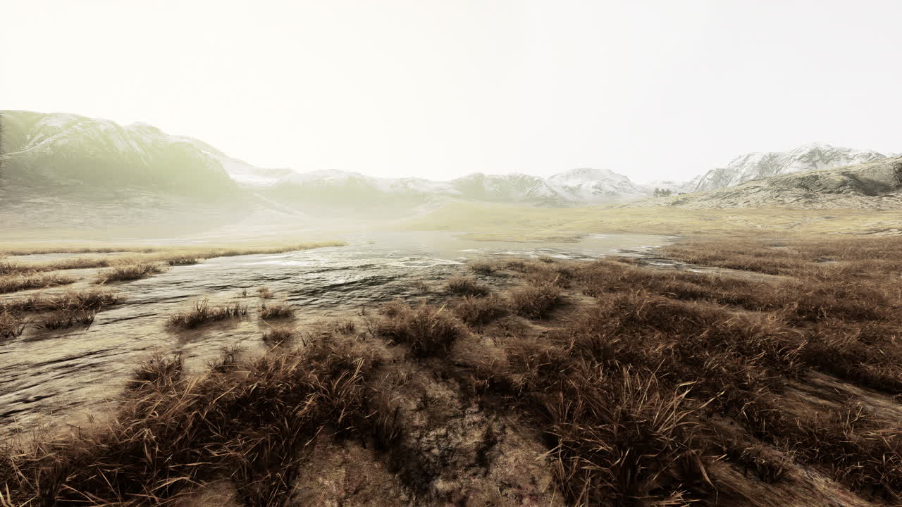 산의 평온한 겨울 풍경