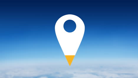 pin de ubicación sobre el cielo azul