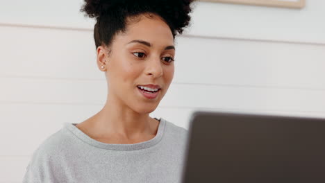 Black-woman,-laptop-and-video-call-wave