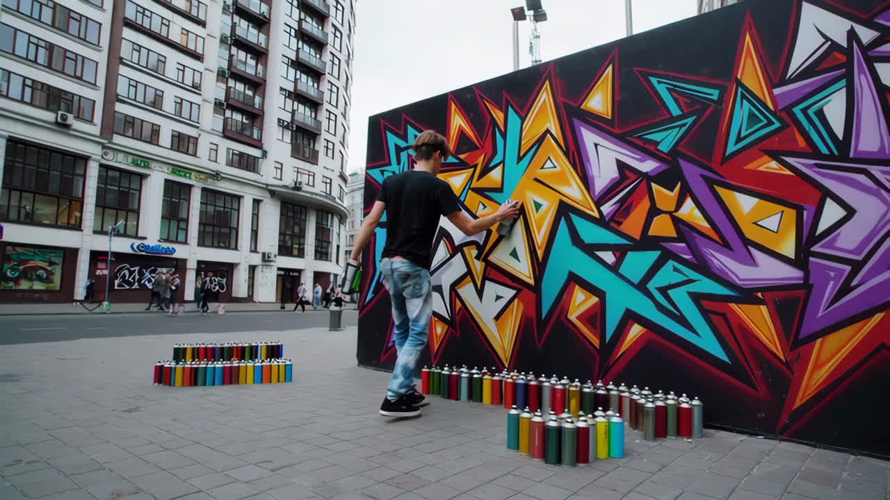 artista de graffiti en el trabajo