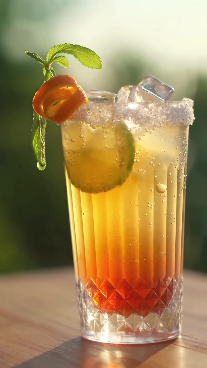Cocktail estivo rinfrescante con lime, menta e guarnizione d'arancia