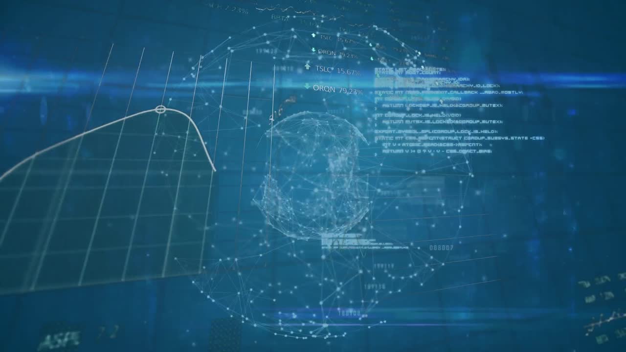 vídeo del procesamiento de datos financieros sobre un fondo oscuro