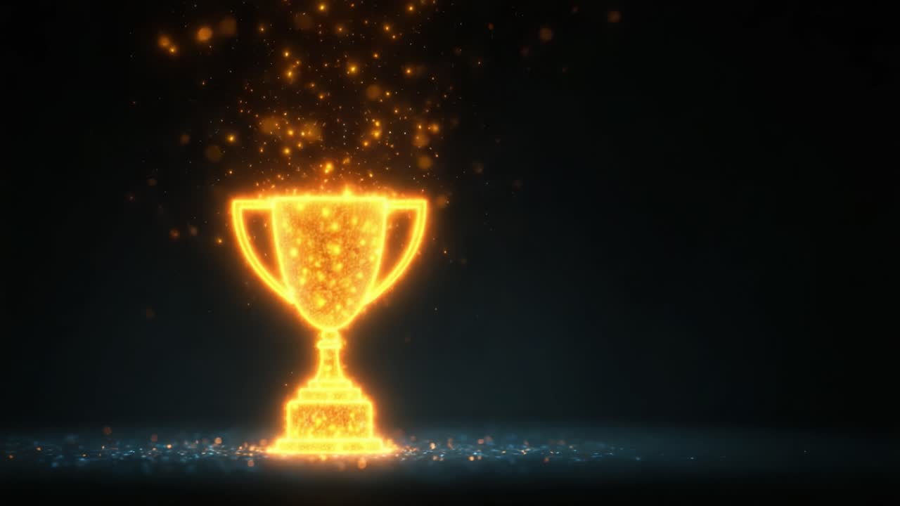 A Glimmering Golden Trophy Sparkles with Radiant Light, Representing Achievement and Success in a Stunning Visual Display of Triumph and Celebration