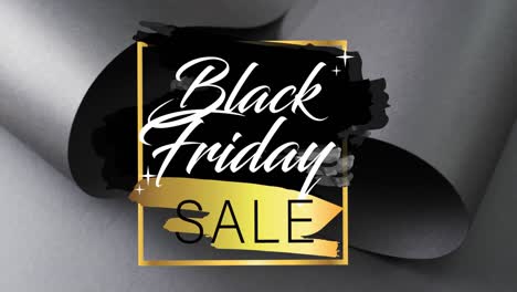 Animation-Des-Black-Friday-Sale-Textes-über-Aufgerolltem-Schwarzem-Papier-Auf-Schwarzem-Hintergrund