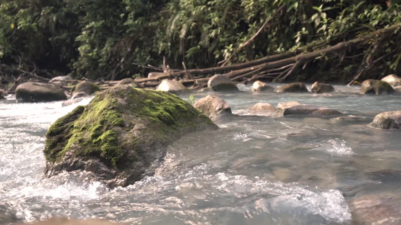 Natural turquoise waters of Las Gemelas waterfalls, Costa Rica