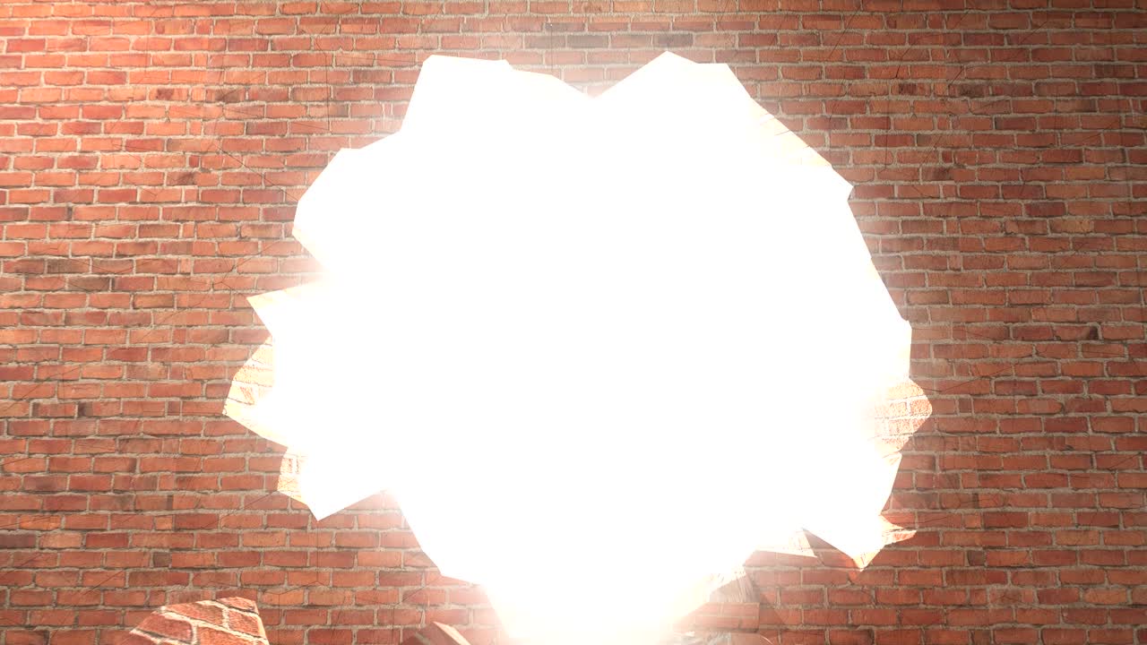 벽돌 벽을 고, 철거하고, 분쇄하고, 빛으로 탈출합니다. - 4k