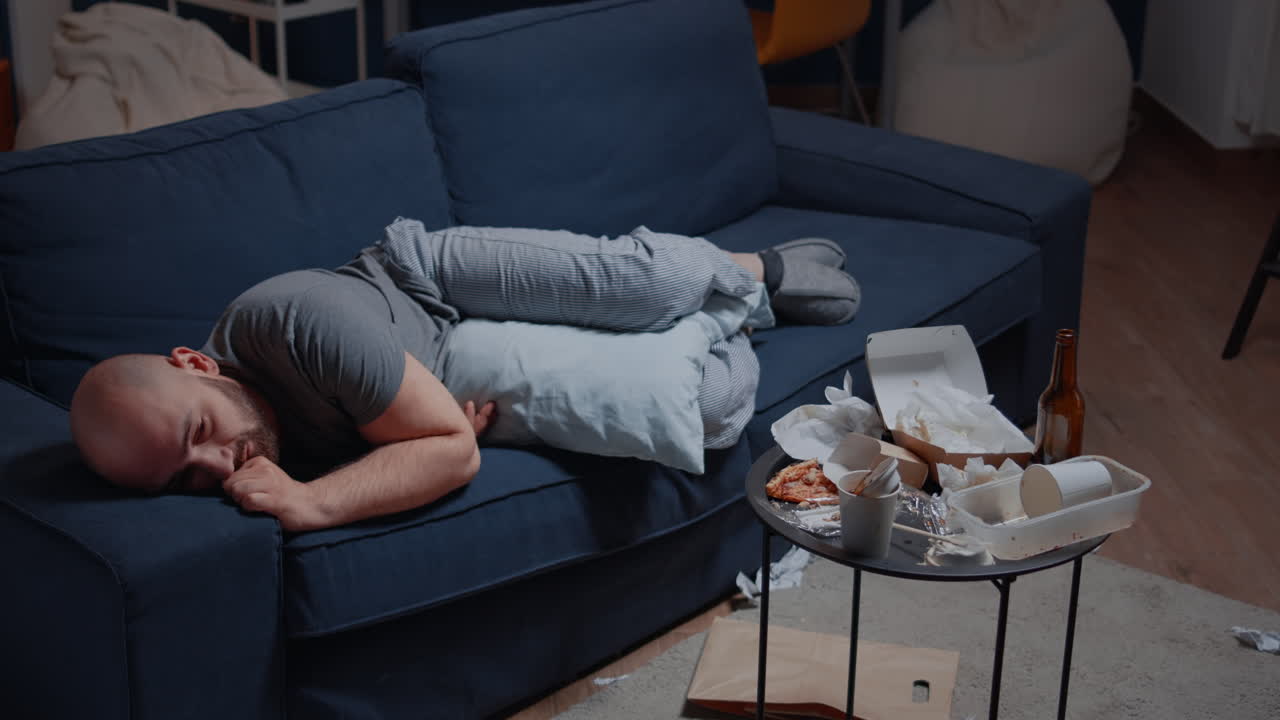 Alone adult man going through a break up feeling frustration pain