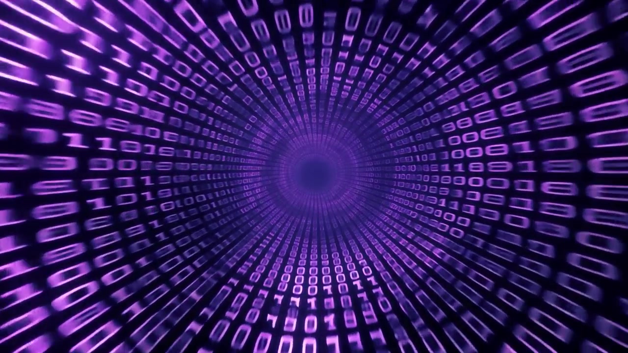 Digital Binary Code Tunnel in Purple