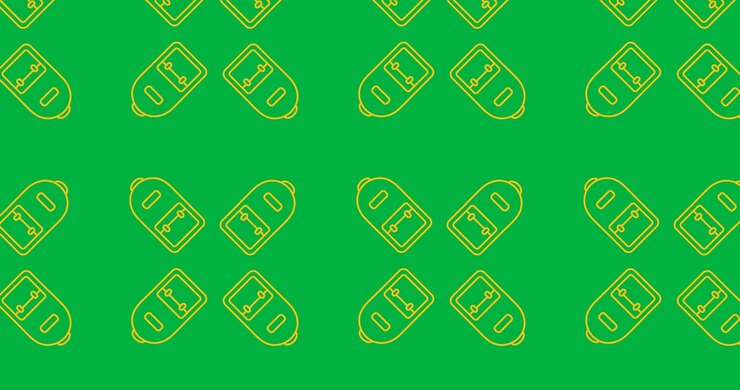 Digital animation of multiple yellow school bag icons in seamless motion against black background
