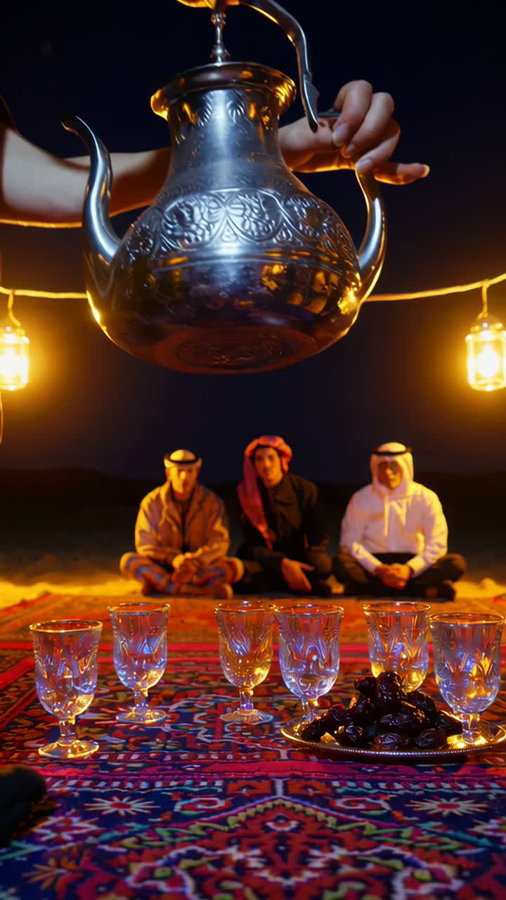 Arabian Tea Ceremony in the Desert at Night