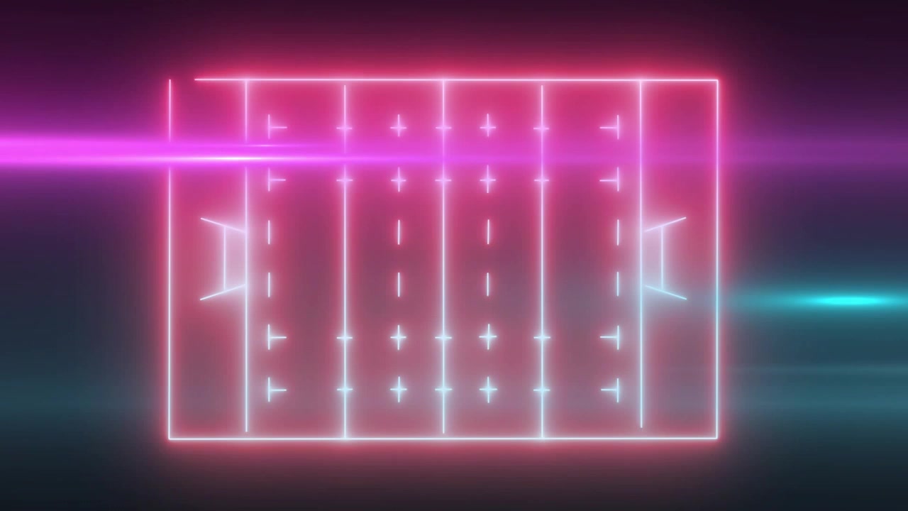 Neon Glowing American Football Field Diagram Animation