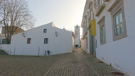 a square in the old town of tavira portugal,spring evening sunshine