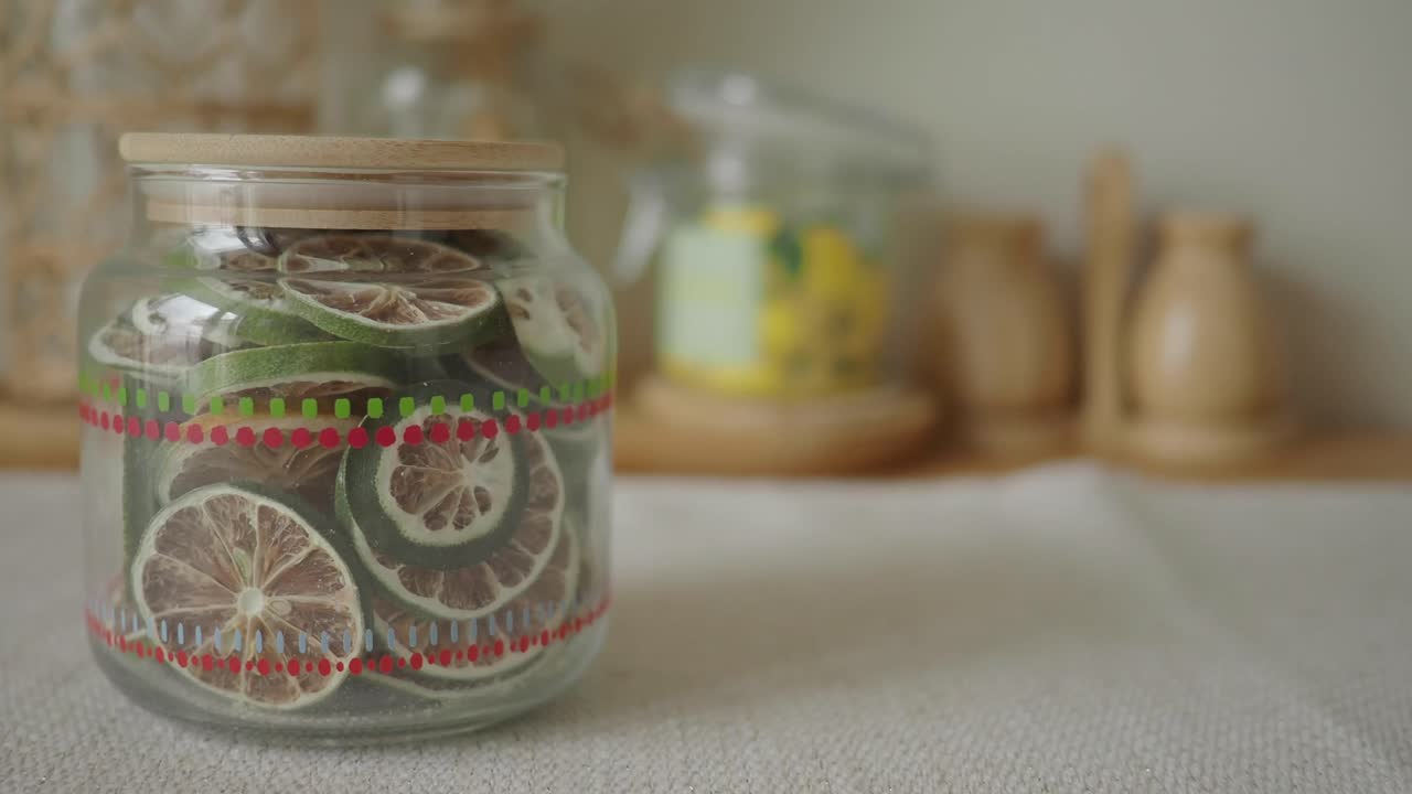 Dried Lime Slices in a Jar