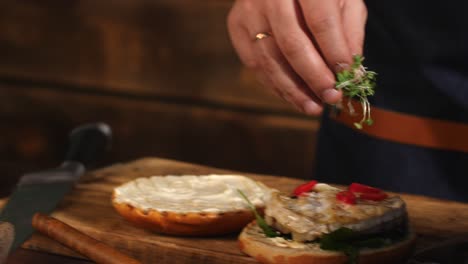 chef preparing a gourmet burger