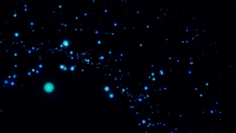 animación de manchas brillantes azules de luz parpadeando y moviéndose en movimiento hipnótico sobre fondo negro