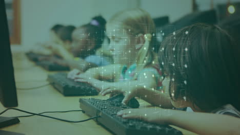 Animation of network of connections over diverse schoolchildren using computers