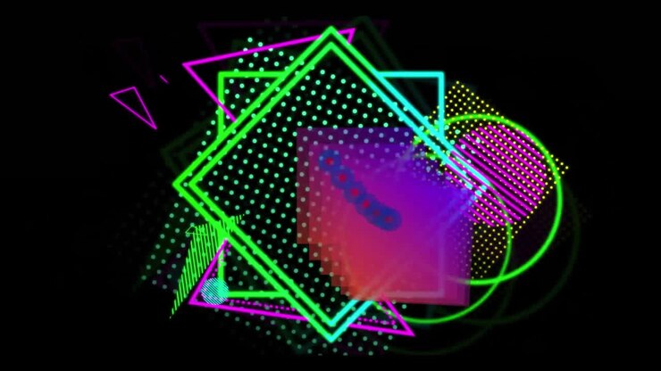 Animazione di forme colorate su sfondo nero