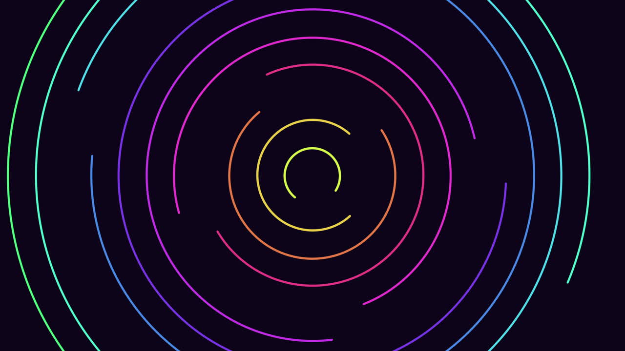 las líneas multicolores vibrantes forman un intrincado patrón circular sobre un fondo negro