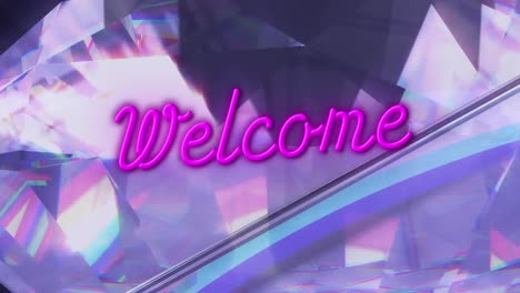 animación del texto de bienvenida sobre cristal brillante.