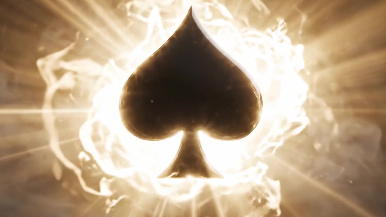 A Captivating Transformation of the Iconic Spade Symbol Shrouded in Enigmatic Smoke and Illuminated with Radiant Light, Showcasing a Striking Visual Journey