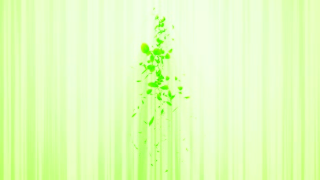 vortex from green leaves. spiral shiny particle of seasonal leaves. dancing leaf. colorful nature tunnel loop animation.