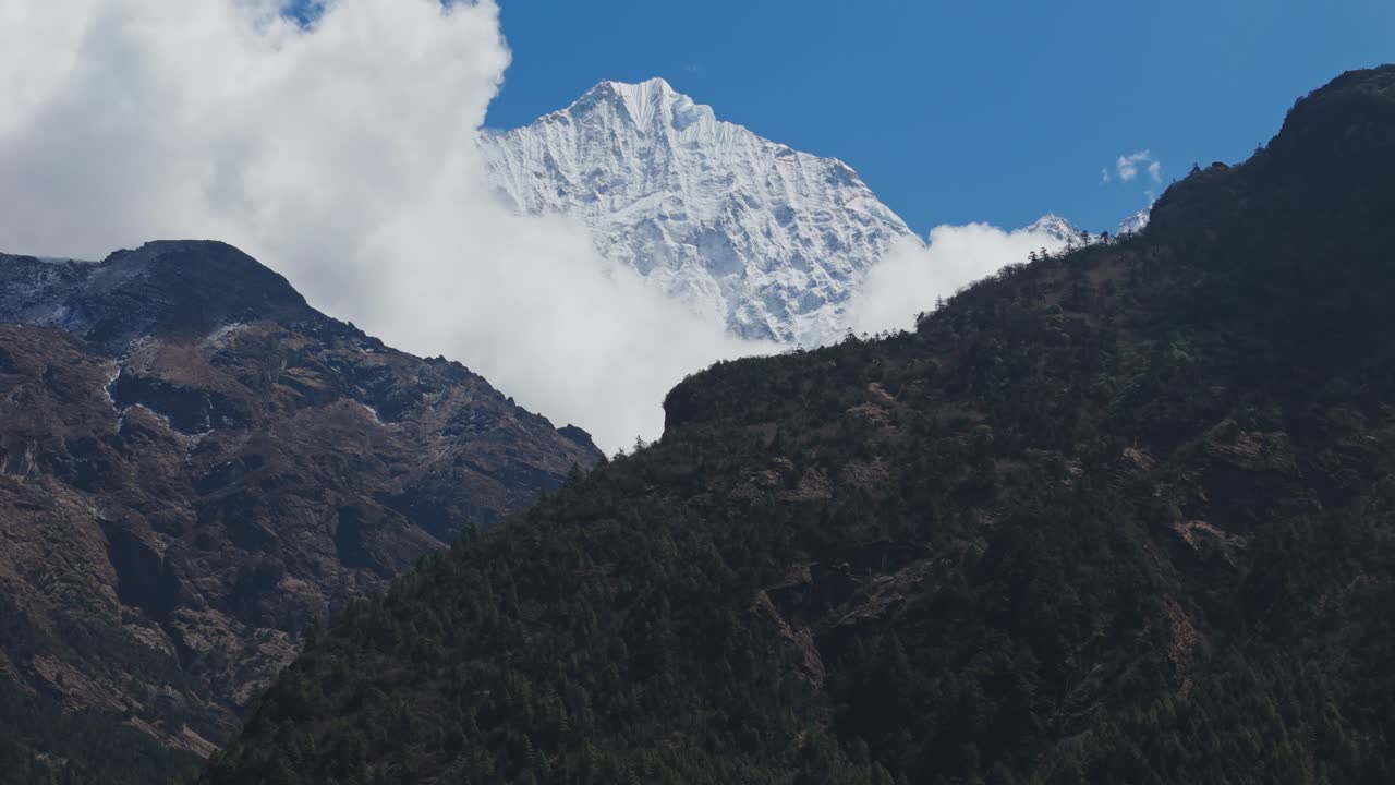 Breathtaking landscapes of the Everest region with snow-capped peaks, glacial rivers, and serene valleys along the iconic Base Camp trekking route in Nepal