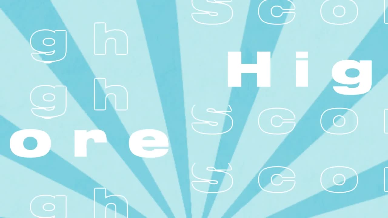 파란색 배경에 높은 점수 텍스트의 애니메이션