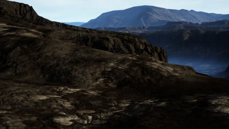black scenery of lava fields