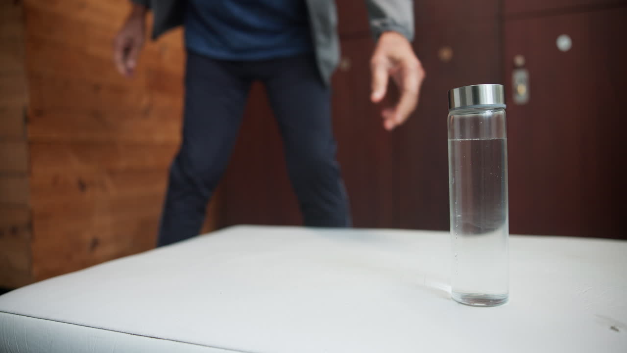 Water bottle in a locker room