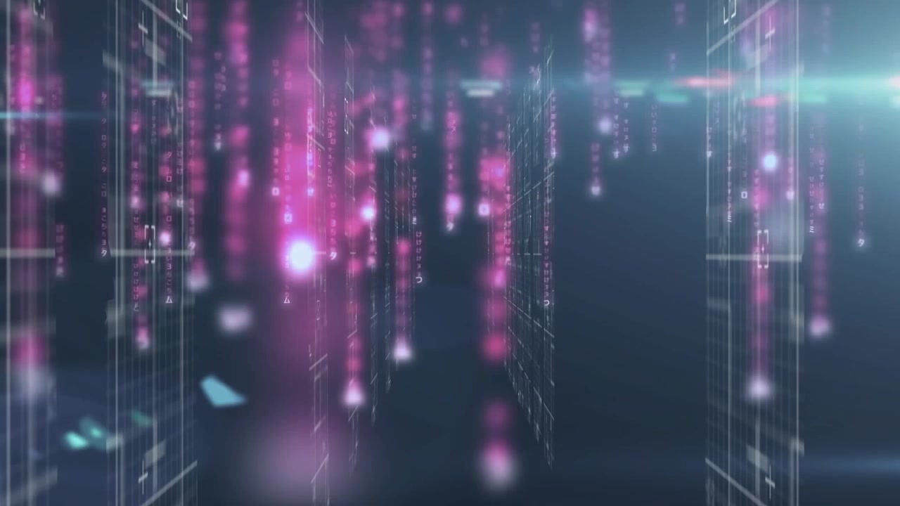 Digital Data Stream Flowing Through Virtual Server Corridor