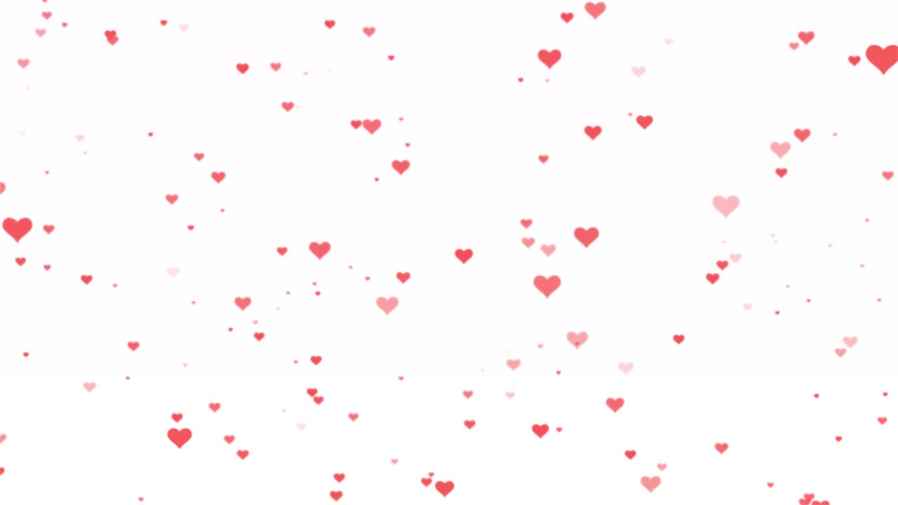 Forme di cuori fluttuanti, anniversario, 14 febbraio, elemento di design, cuori di San Valentino e bokeh rosso 4k.