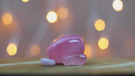 three natural pink rose quartz gemstones with love properties, zoom in