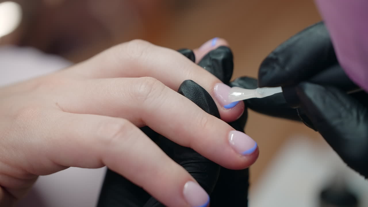 French Manicure with Blue Accents