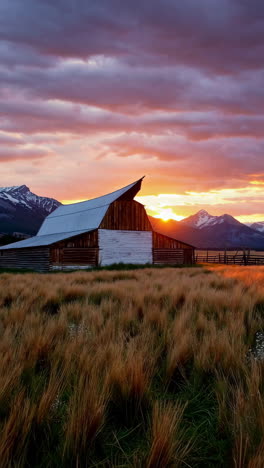 historic barn at sunset in grand teton national park