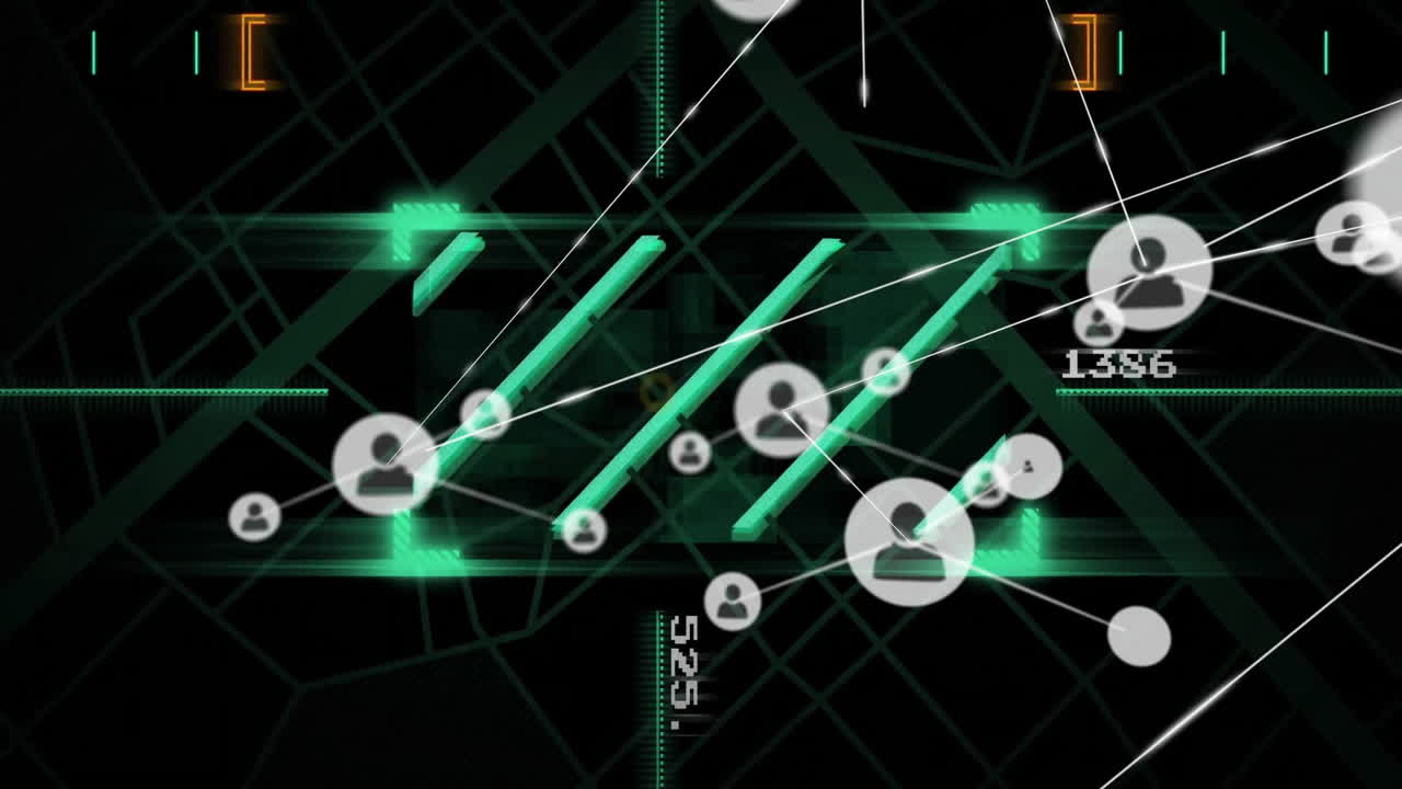 animación de la red de conexiones con personas iconos sobre el procesamiento de datos