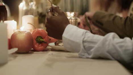 man eating in a banquet