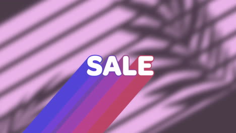 sale text animation over colorful diagonal stripes on abstract background