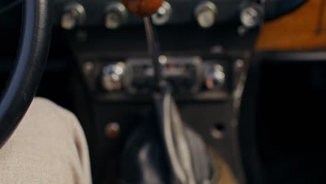 vintage car interior with driver