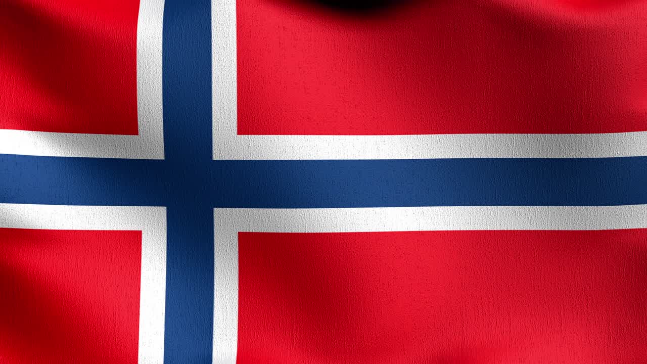 bucle sin costura 4k vdo. bandera nacional de noruega soplando en el viento aislado. diseño abstracto patriótico oficial. ilustración de renderización 3d del símbolo de señal ondulante.