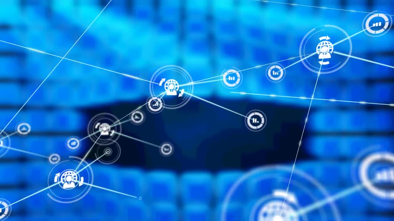 animación de la red de conexiones sobre fondo azul